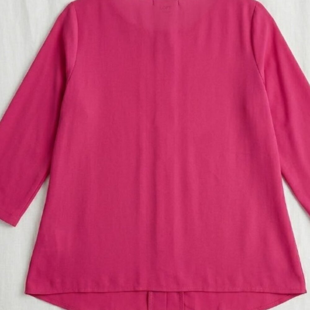 NWT Loft Pleated Magenta Workwear Blouse Women Size L - Picture 13 of 14